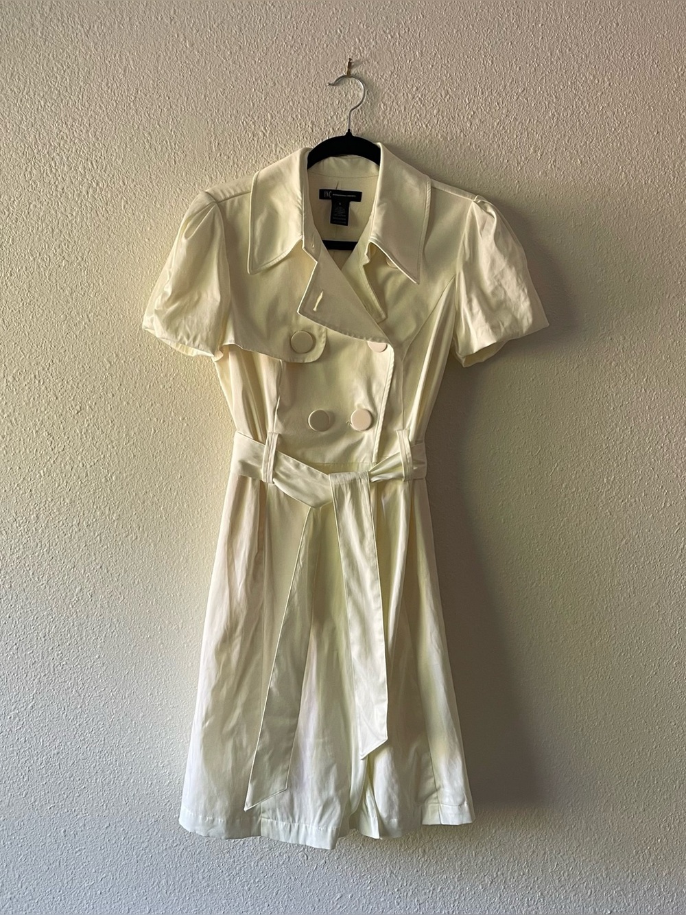 INC International Concepts Ivory Trench Shirt Dress Belted Pockets Size S